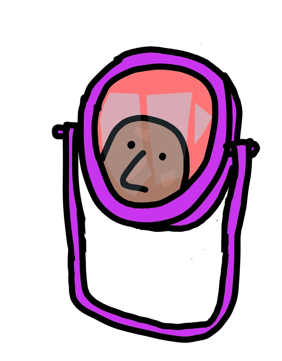 A simple illustration shows a bald dark-skinned person peering into a purple mirror.