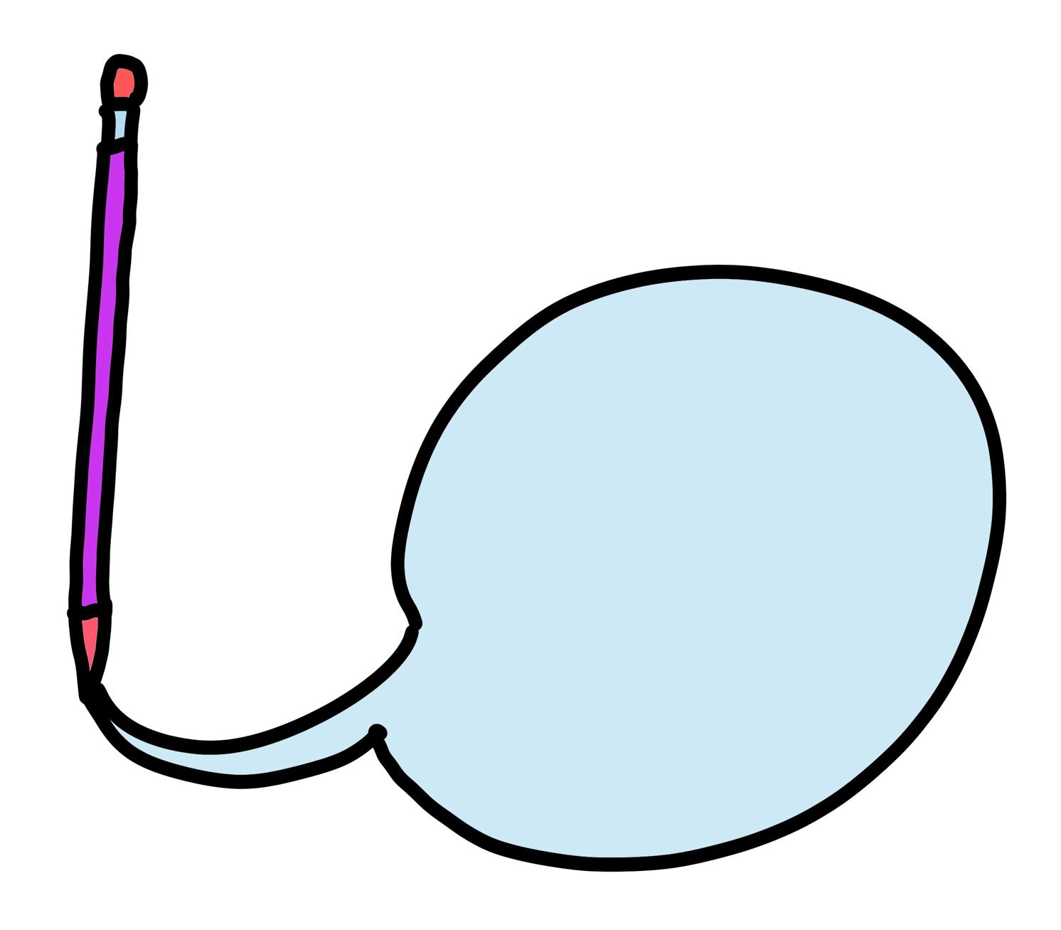 A simple illustration shows a purple pencil with a speech bubble emerging from its tip.
