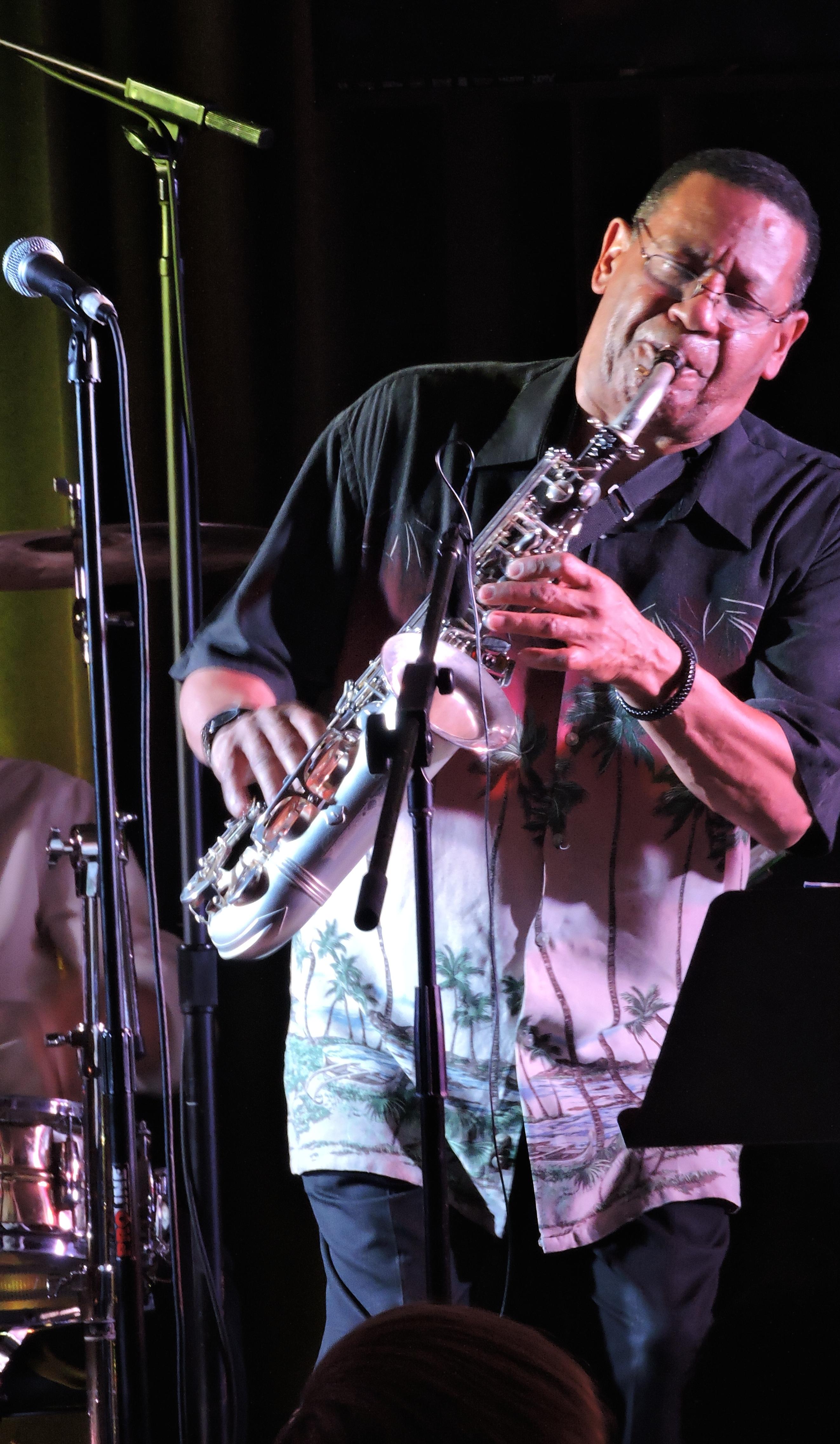 photograph of Edwin Daugherty playing saxophone