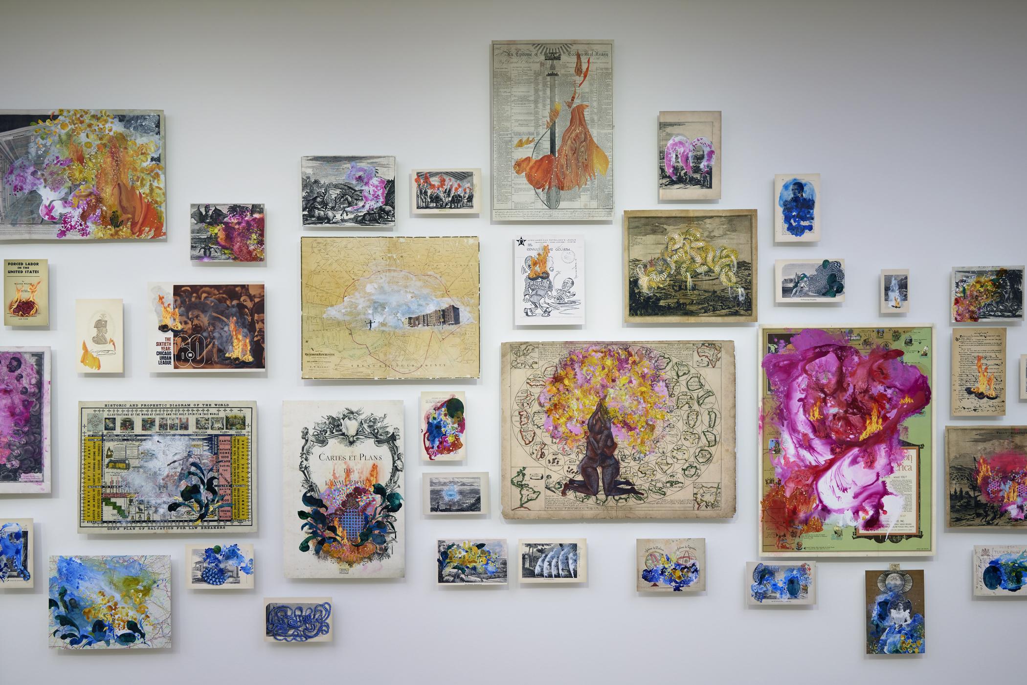 Neatly organized gallery showing dozens of colorful artworks
