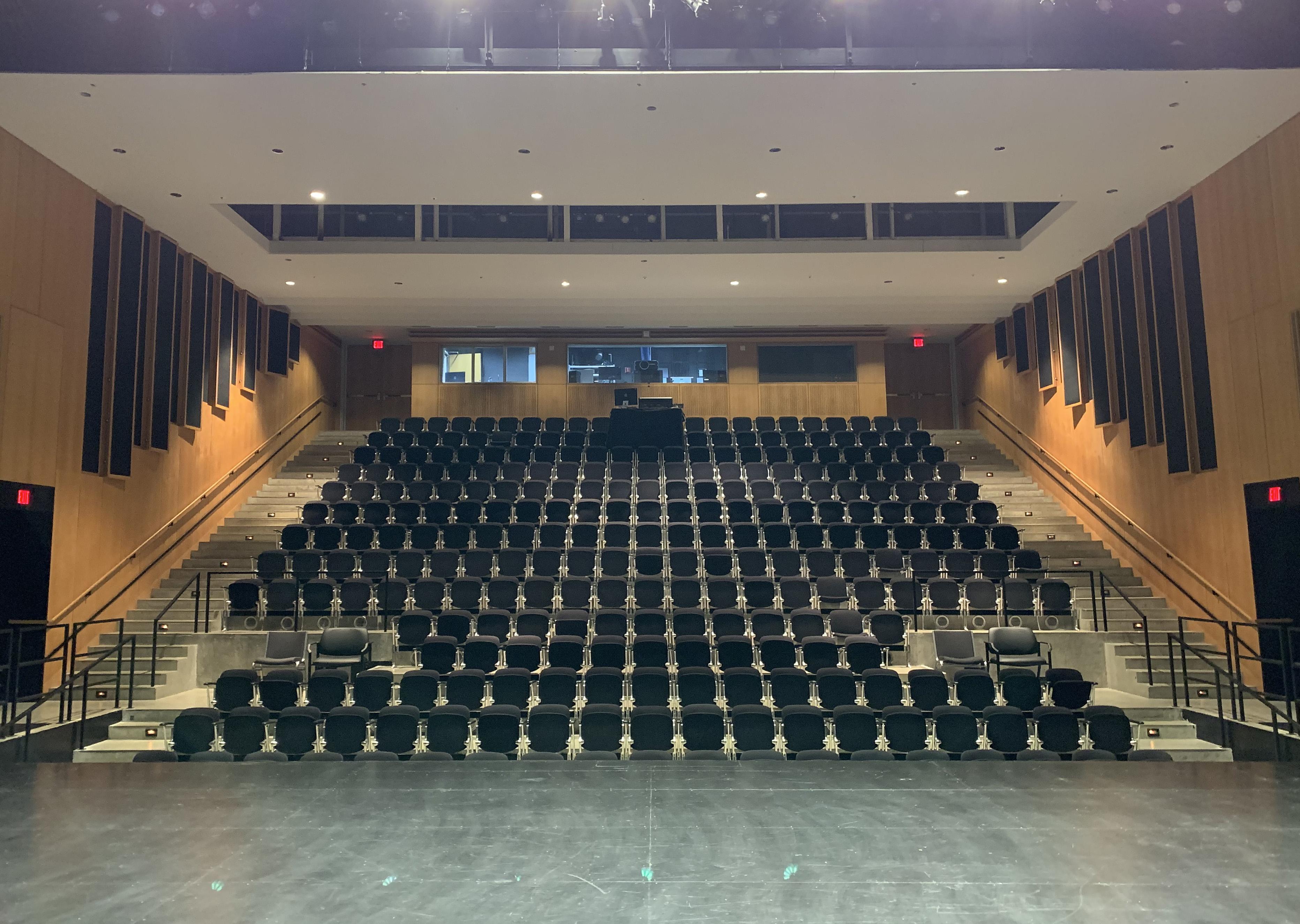 View from stage of theater with proscenium seats